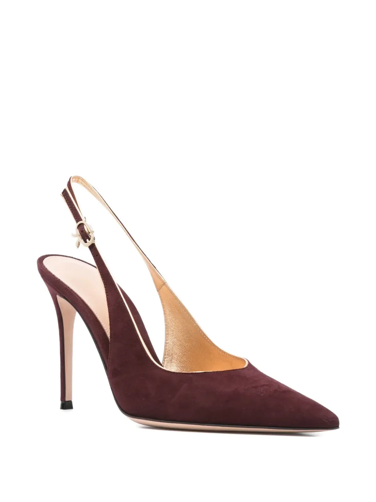 Gianvito Rossi 95mmスリングバックスエードパンプス - ブラウン - 画像2
