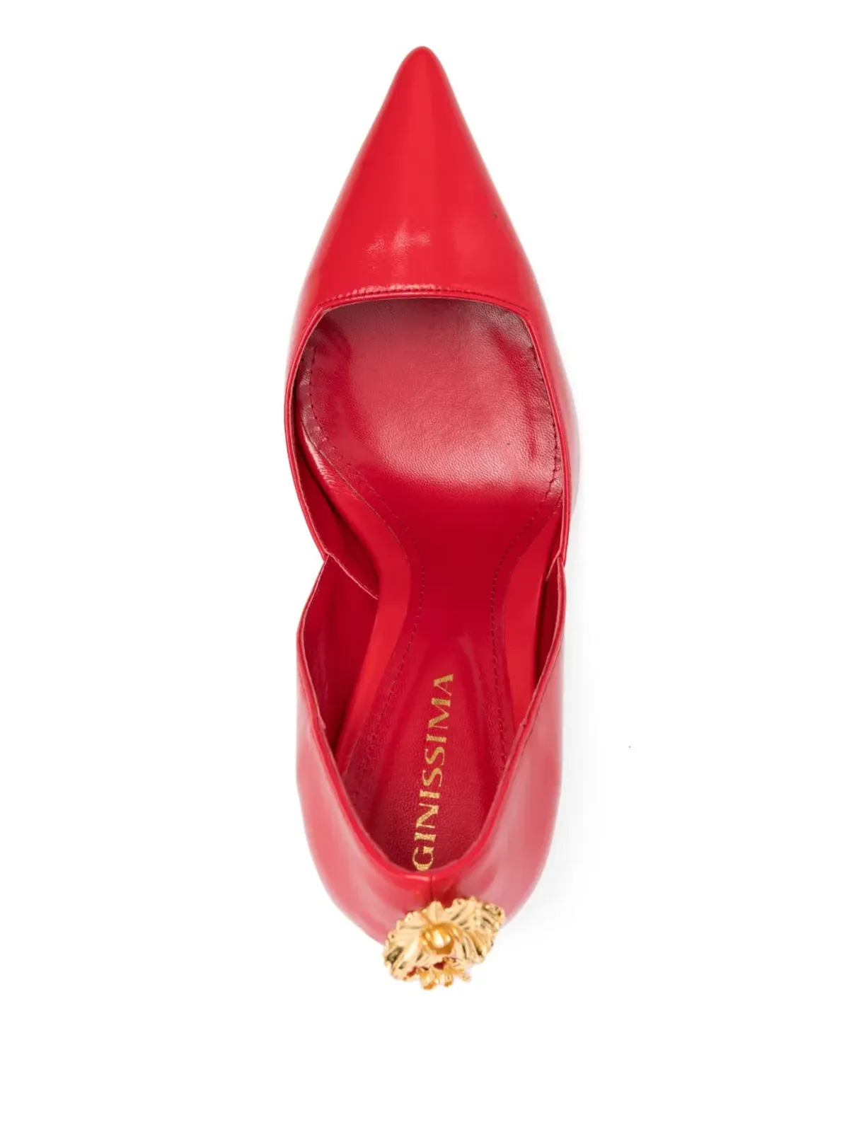 GINISSIMA x Moogu 100mm フローラルアップリケ付きヒールパンプス - 赤 - 画像4
