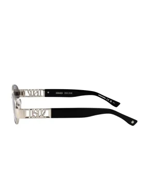DSQUARED2 EYEWEAR ロゴディテールのオーバルフレームサングラス - シルバー - サムネイル3