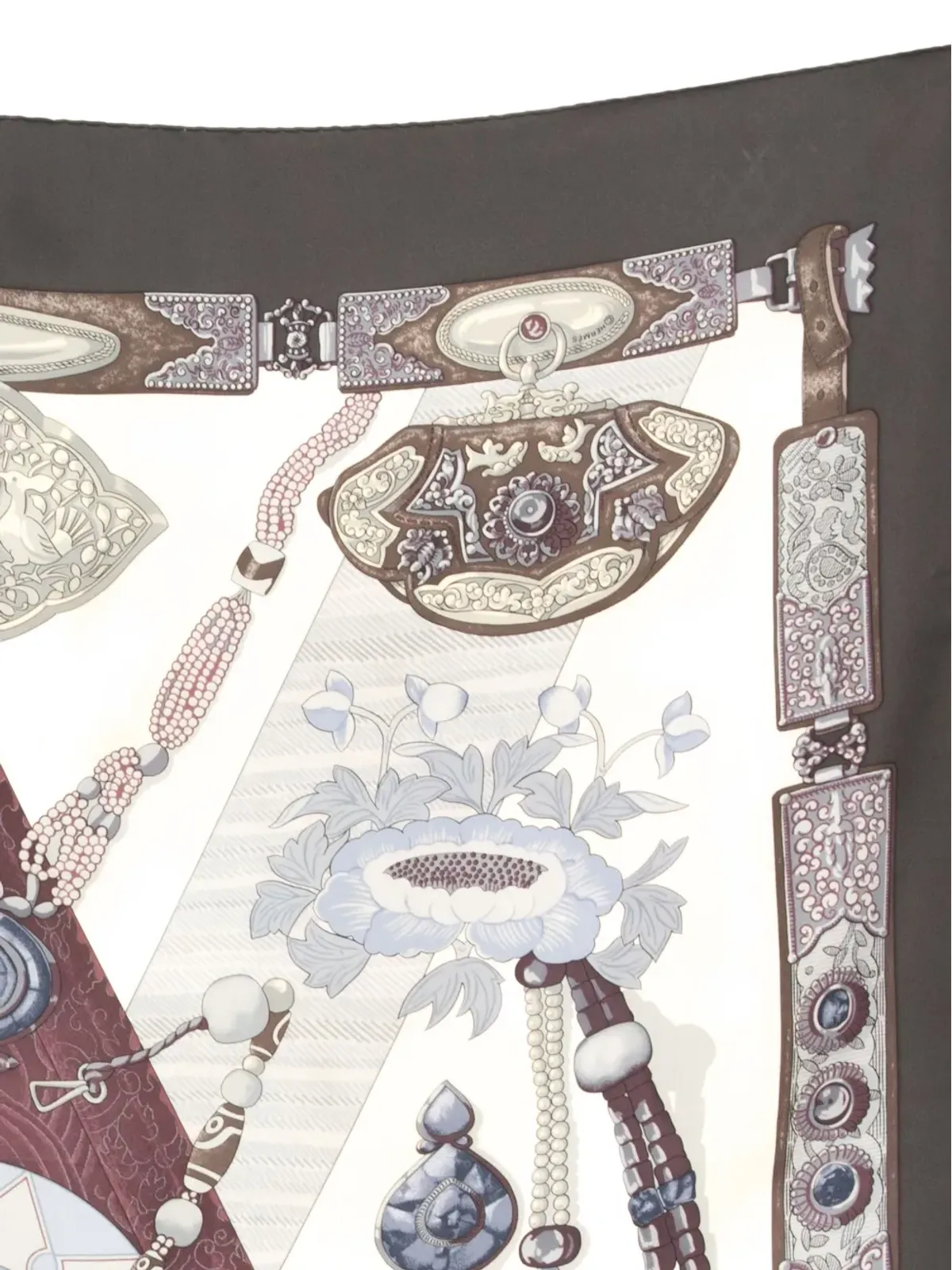 Hermès ビンテージ 1999年 チベット柄 シルク スカーフ ブラック - 画像5