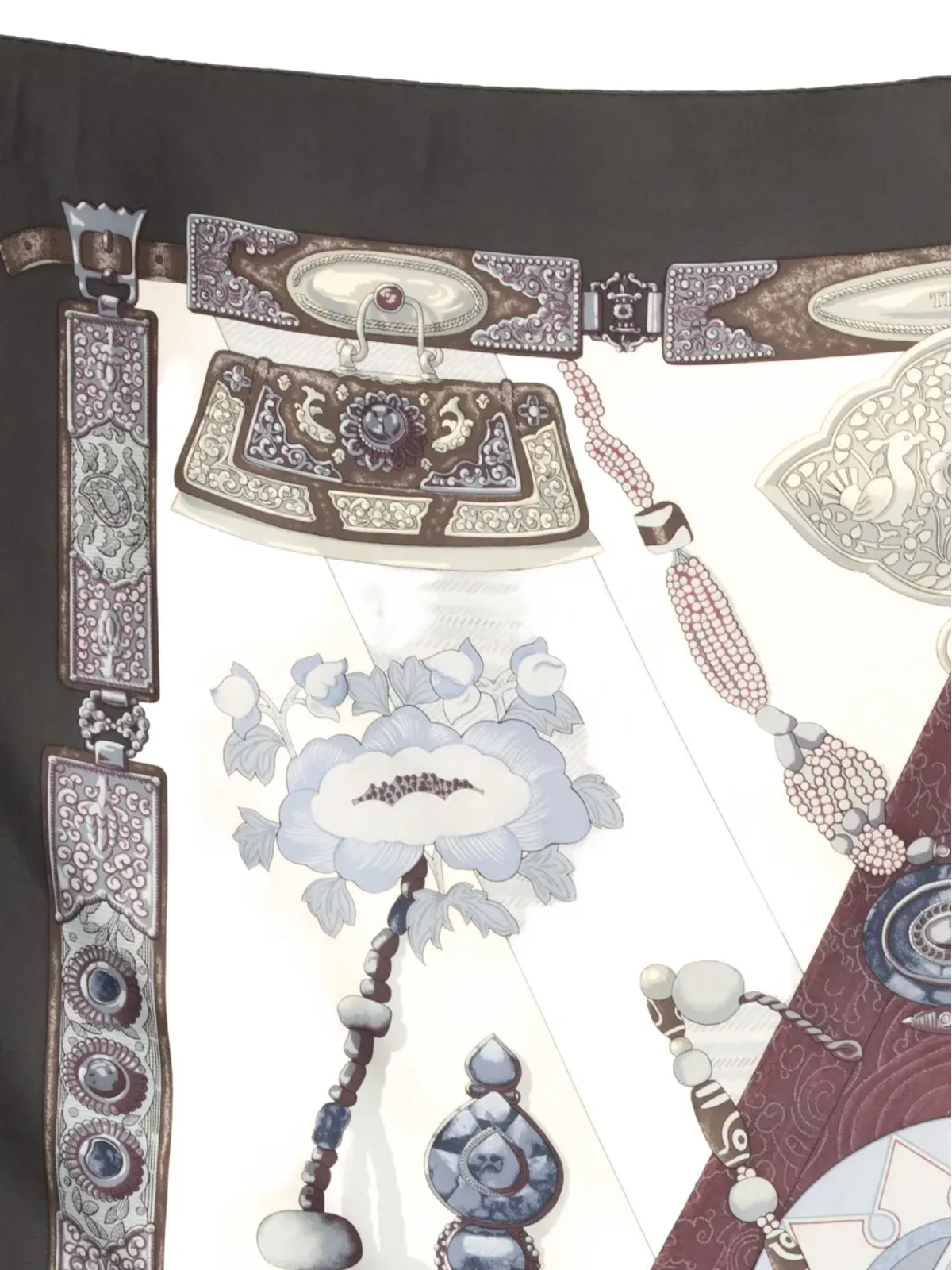 Hermès ビンテージ 1999年 チベット柄 シルク スカーフ ブラック - 画像3