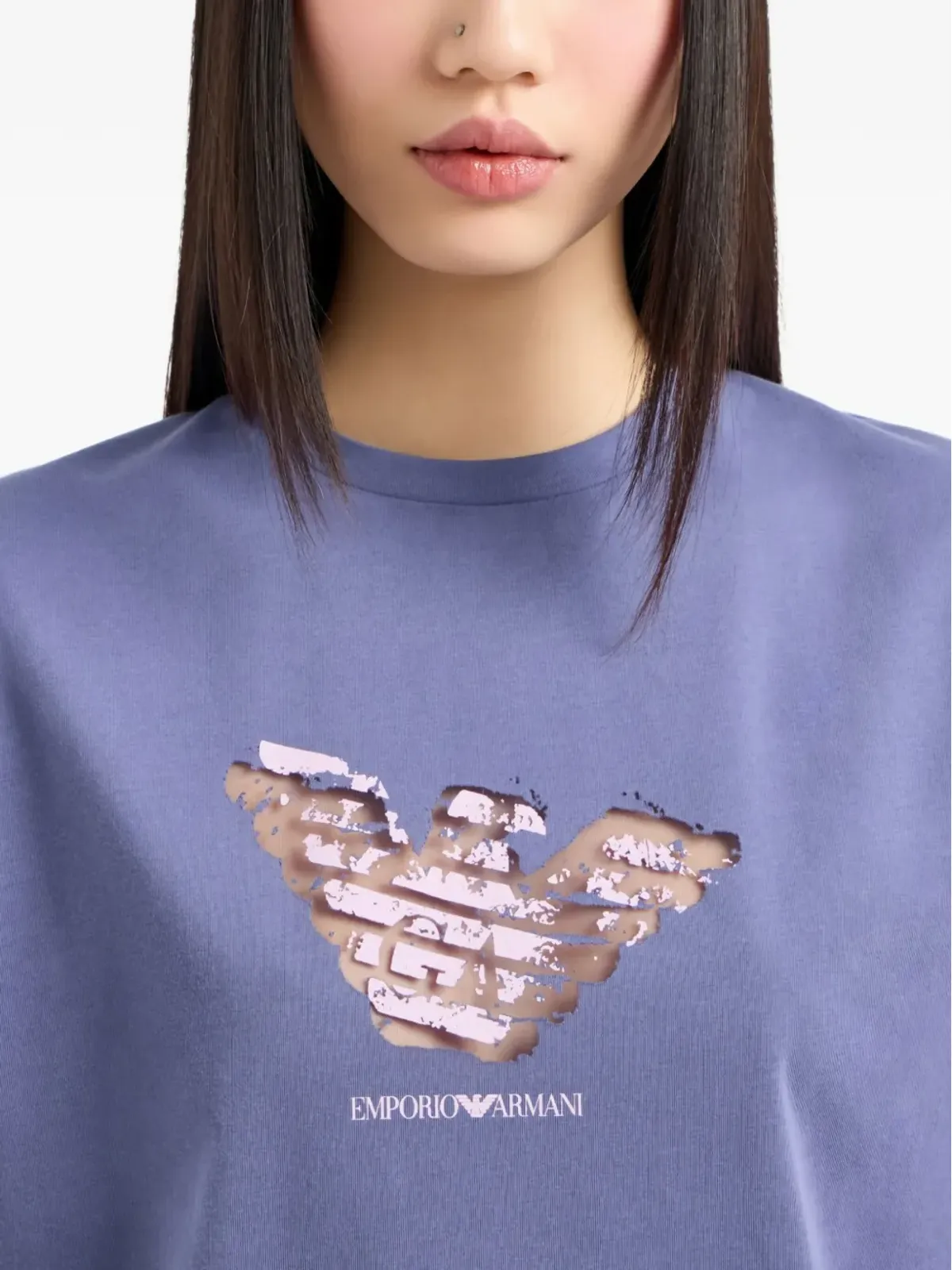 Emporio Armani ロゴ グラフィックTシャツ パープル - 画像5