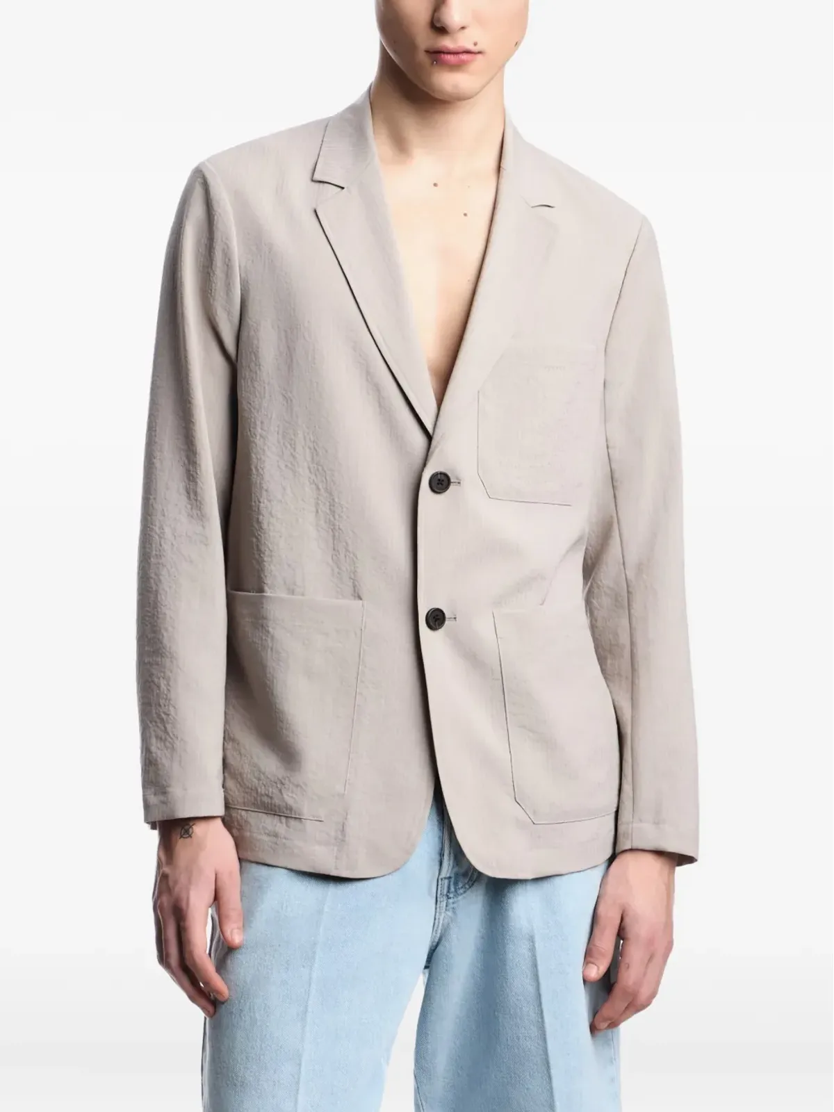 Emporio Armani ポケット付き シングルブレスト ブレザー - ニュートラルカラー - 画像3