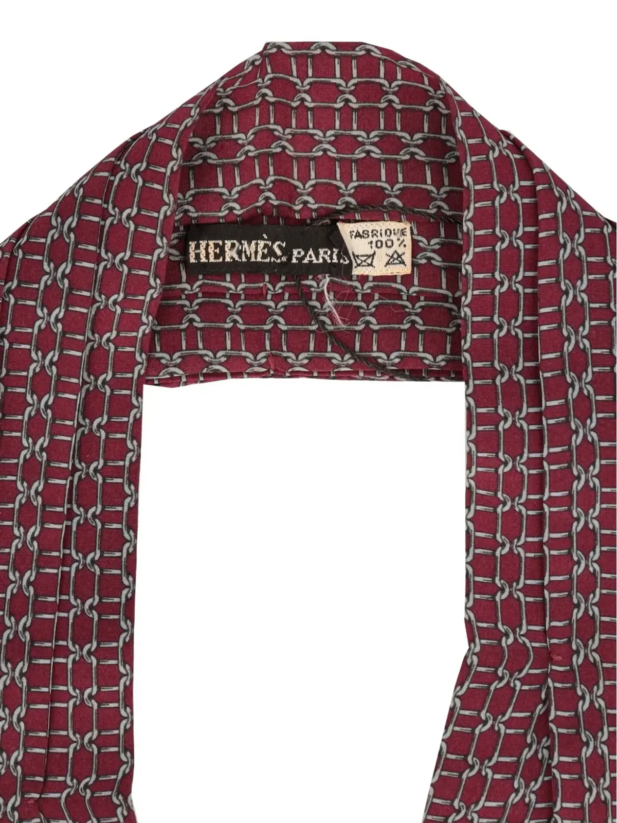 ビンテージ Hermès パターン柄スカーフ レッド - 画像3