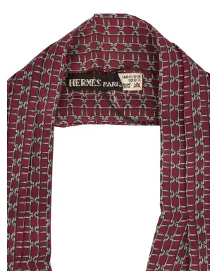 ビンテージ Hermès パターン柄スカーフ レッド - サムネイル3
