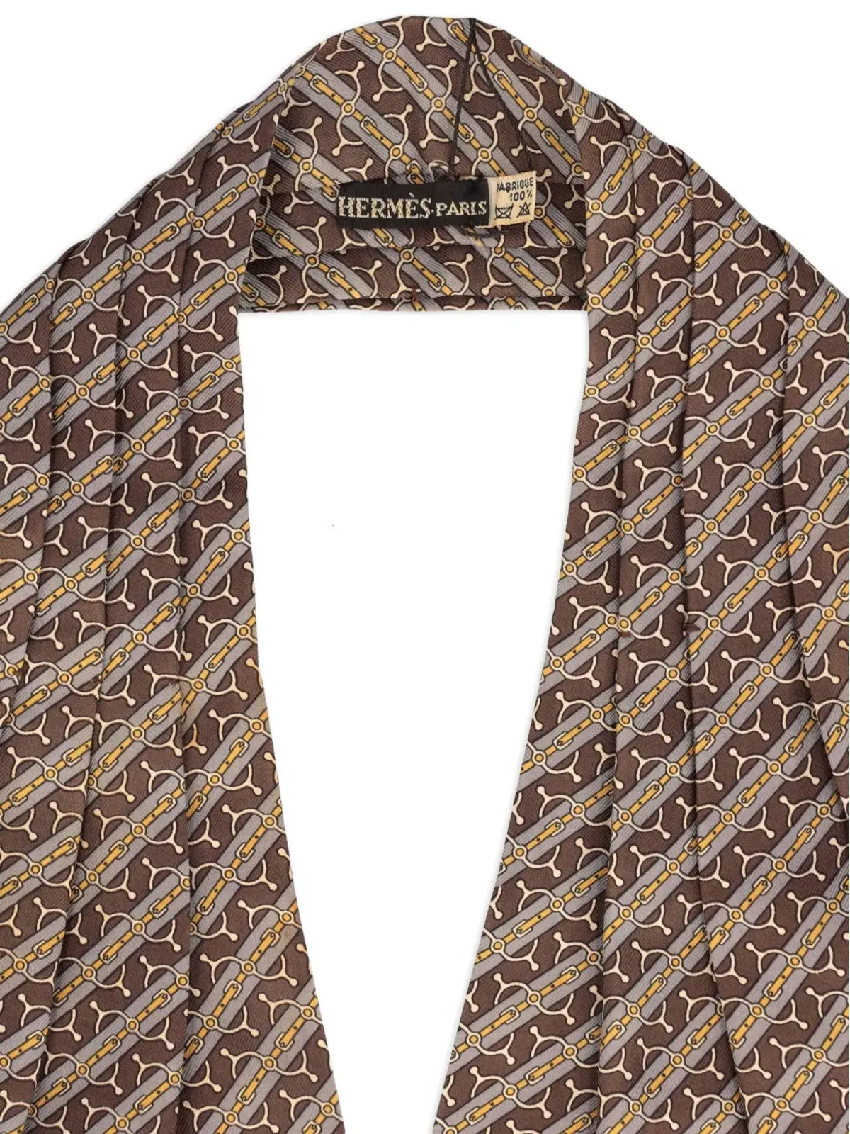 ビンテージ Hermès シルクスカーフ ブラウン - 画像3