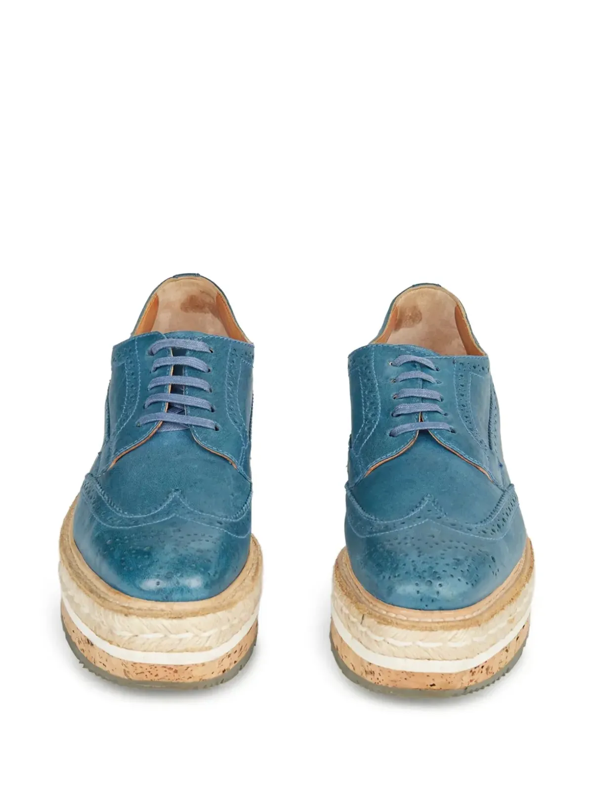 Prada ビンテージ 2010年 レザー エスパドリーレ ブルー - 画像3