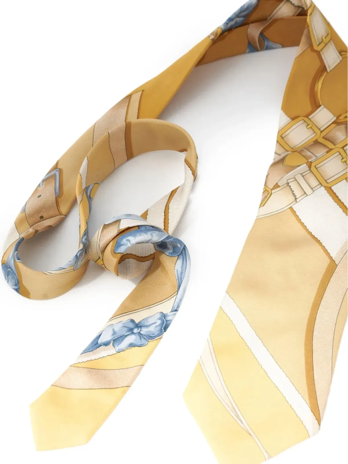 Hermès ビンテージ シルクタイ - イエロー - 画像3