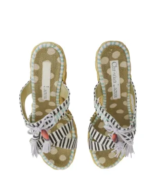Christian Lacroix ヴィンテージ 110mmストライプサンダル - ホワイト - サムネイル4