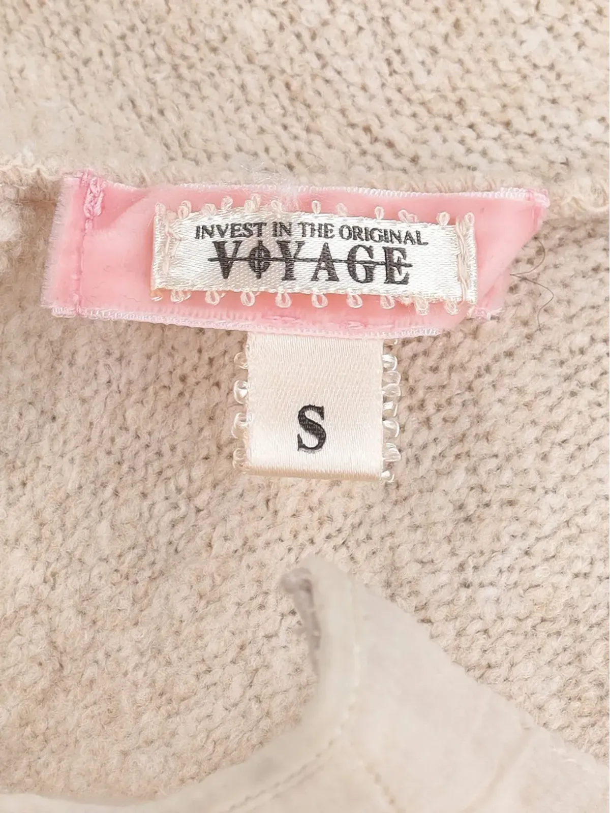 Voyage Et Cie ビンテージ ベージュ系 ハイネック パッチワーク ドレス - 画像2