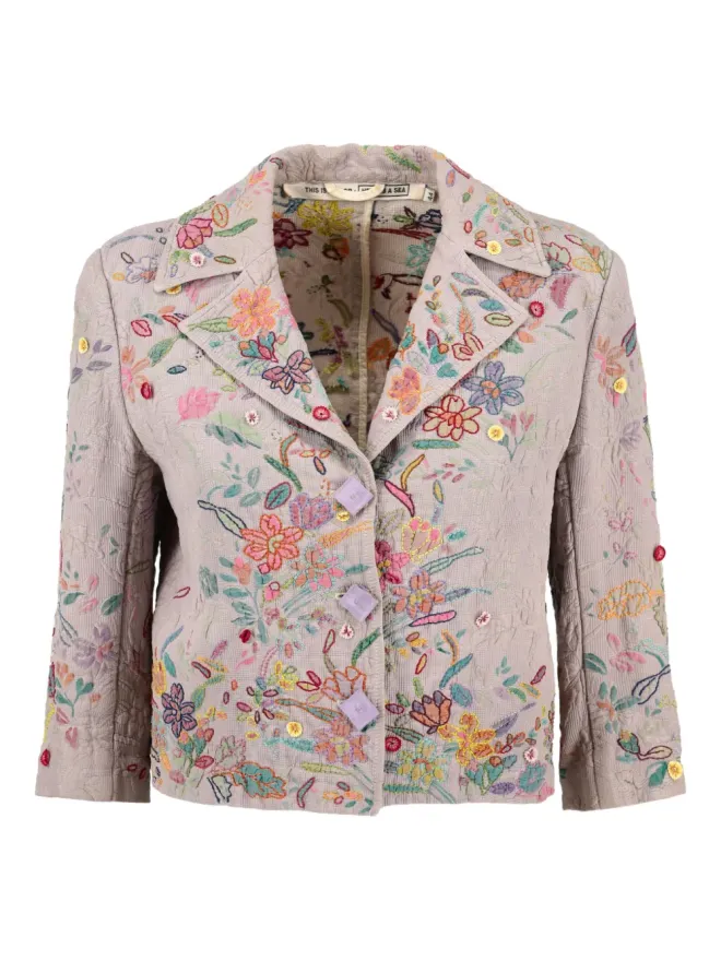Aspesi Vintage Aspesi Vintage floral-embroidered blazer - Neutralsの商品画像