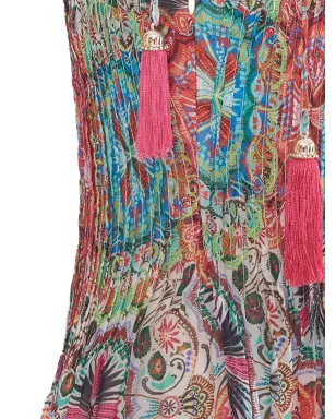 Roberto Cavalli Vintage ビンテージ柄プリーツマキシドレス - サムネイル5