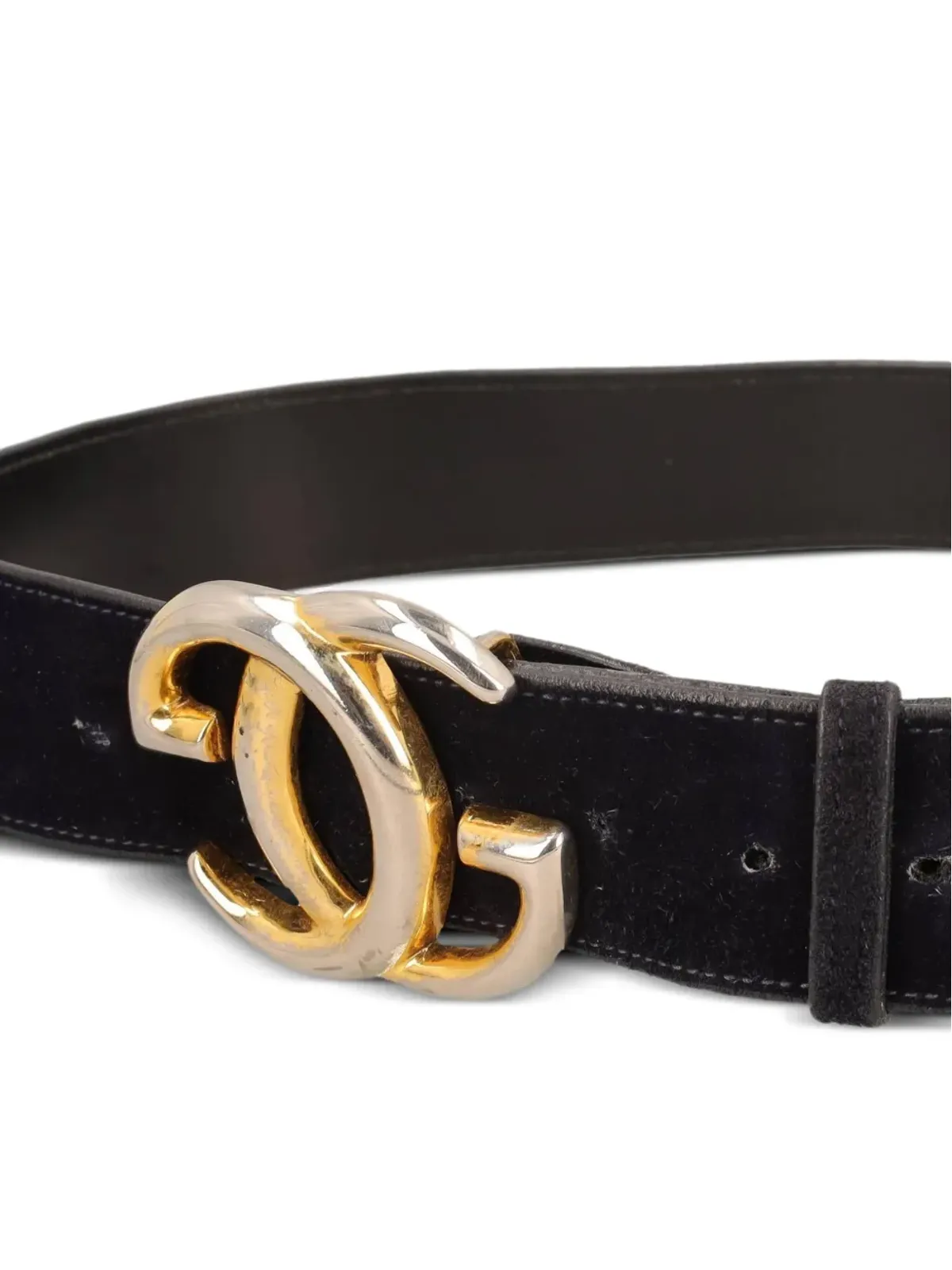Gucci ビンテージ スエードバックルベルト - 画像4