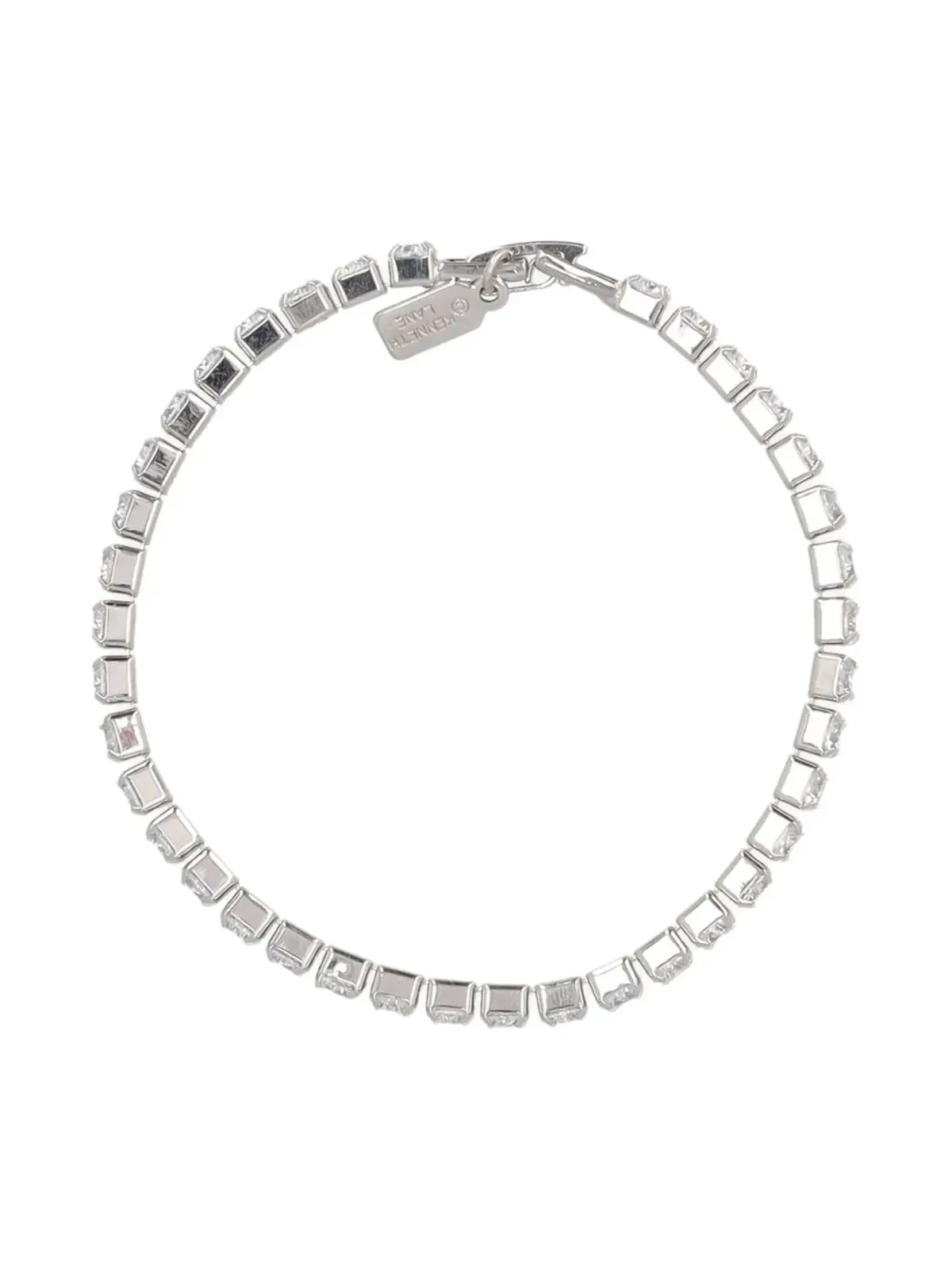 Kenneth Jay Lane Vintage pre-owned rhinestone-embellished tennis bracelet - Silver - 画像4