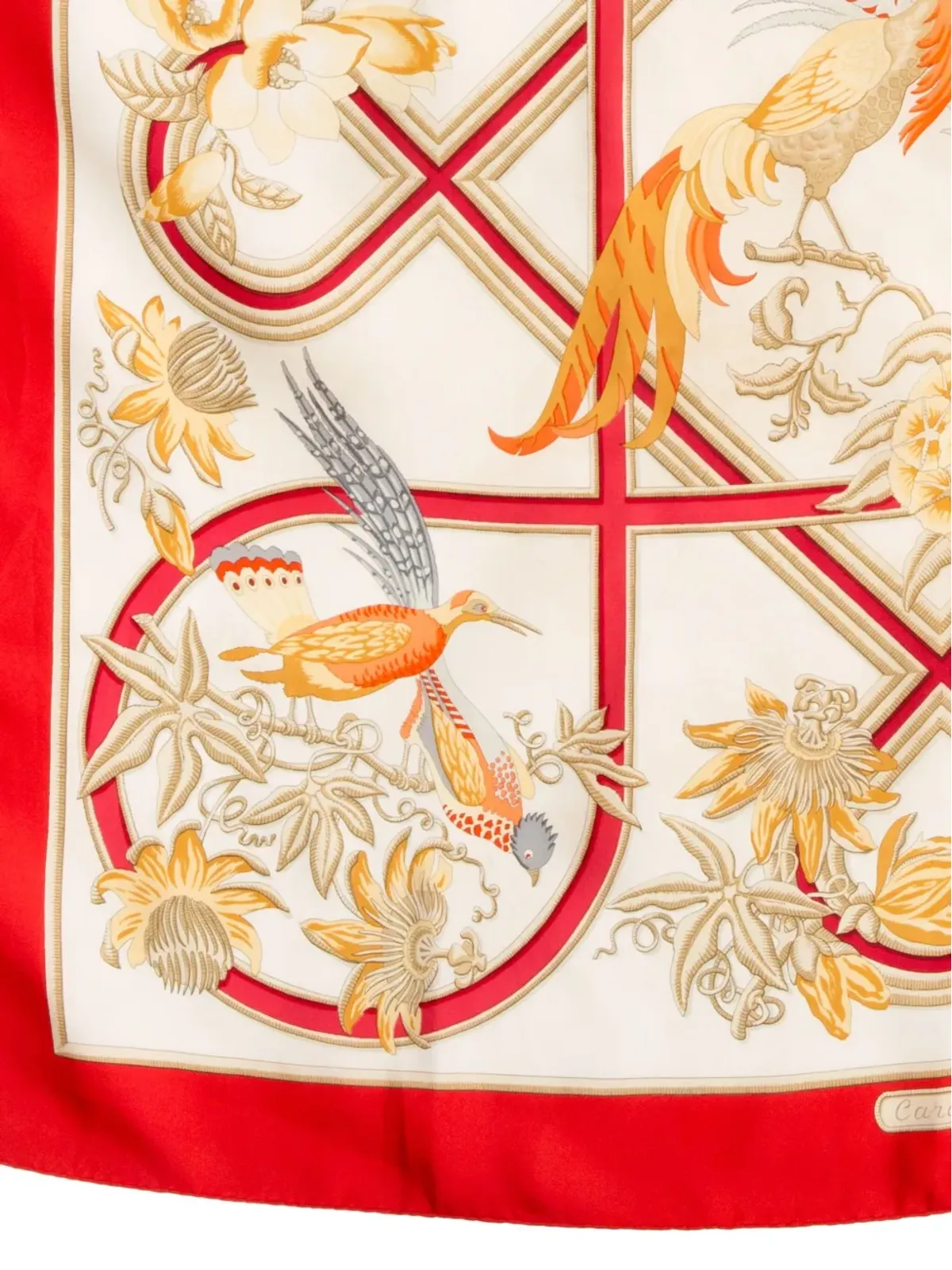 Hermès ビンテージ 1991 Caraïbes シルクスカーフ - レッド - 画像5