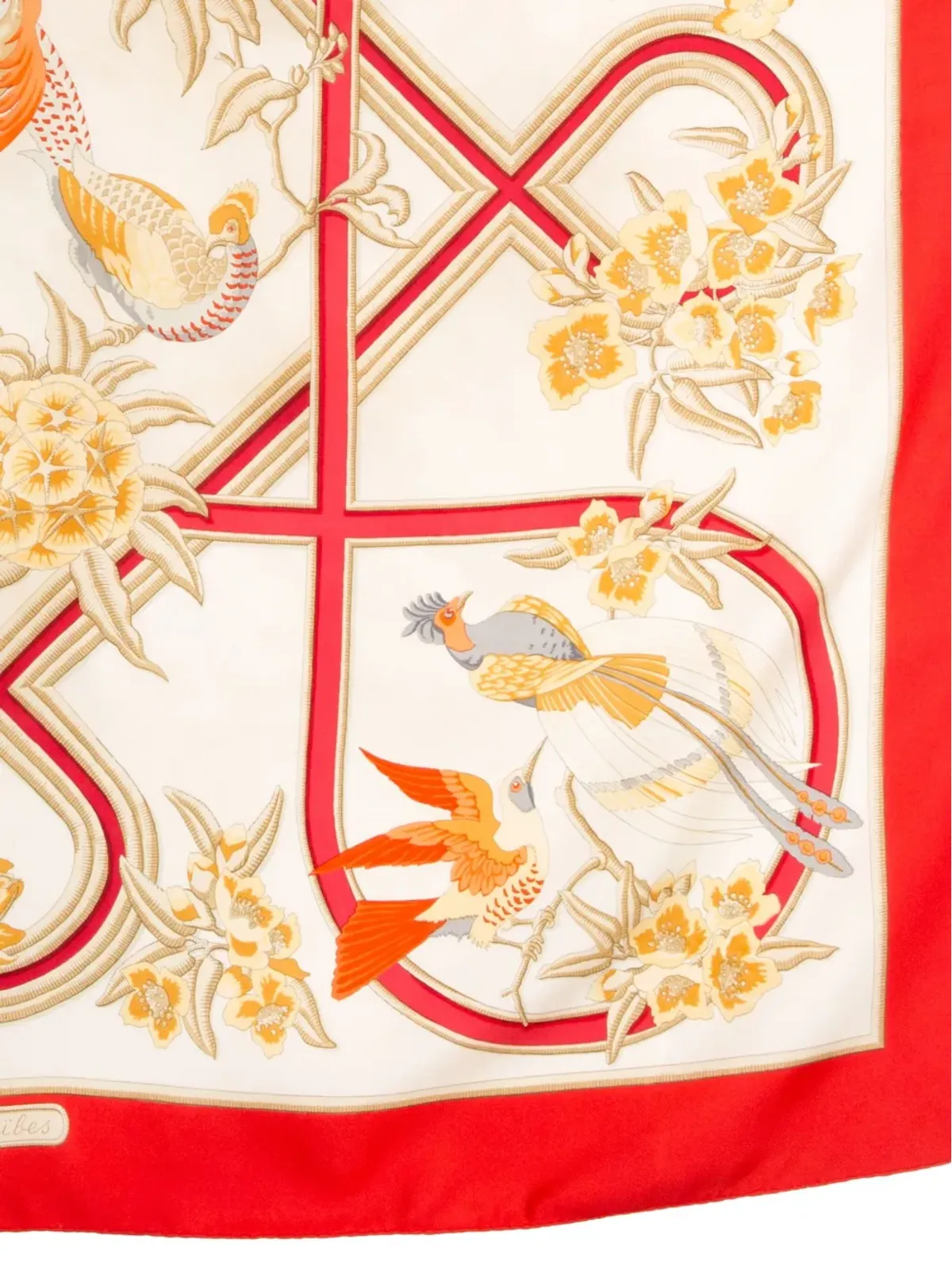 Hermès ビンテージ 1991 Caraïbes シルクスカーフ - レッド - 画像4