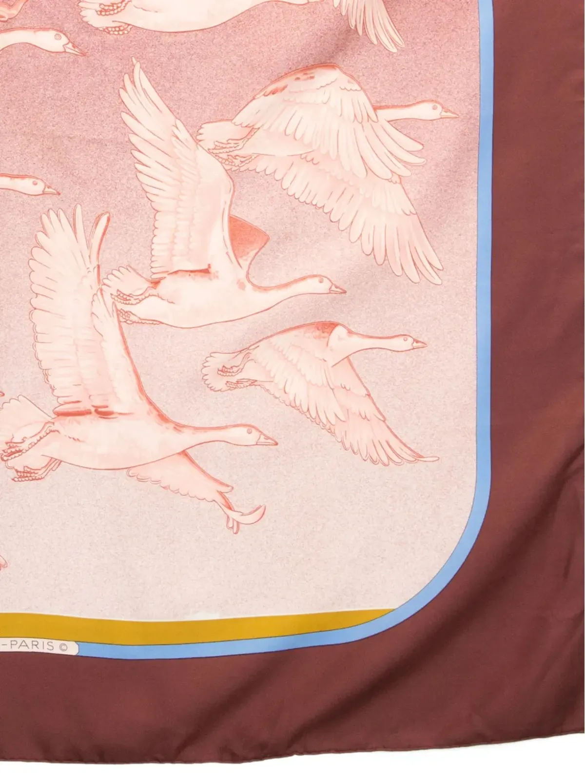 Hermès ビンテージ 1970年代 Oiseaux Migrateurs シルク スカーフ - ピンク - 画像5