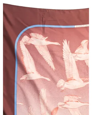 Hermès ビンテージ 1970年代 Oiseaux Migrateurs シルク スカーフ - ピンク - サムネイル3