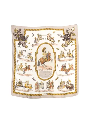 ビンテージ Hermès 1960年代 Tournois et Carrousels シルクスカーフ - グレー - サムネイル1