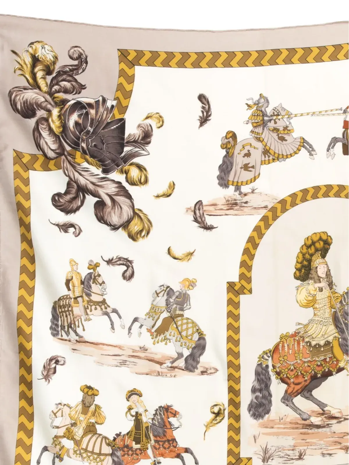 ビンテージ Hermès 1960年代 Tournois et Carrousels シルクスカーフ - グレー - 画像3