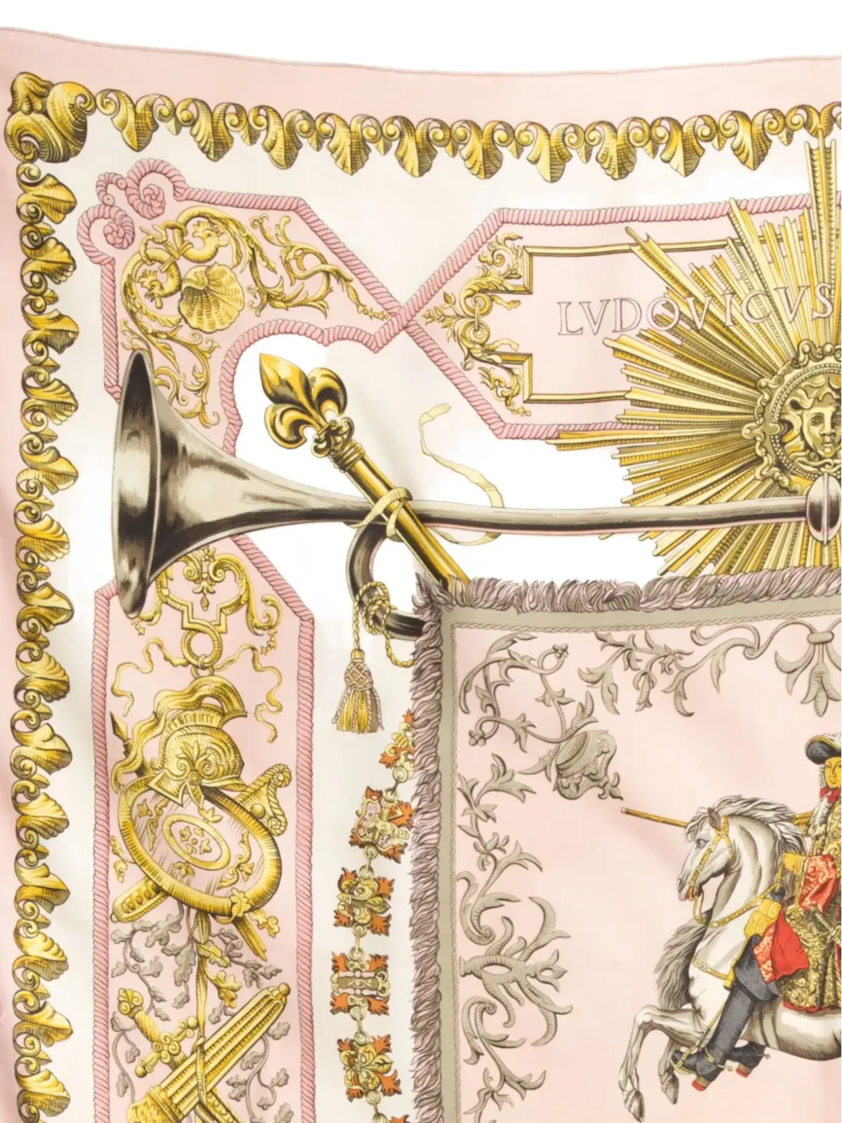 Hermès ビンテージ 1963 Ludovicus Magnus シルクスカーフ ピンク - 画像4