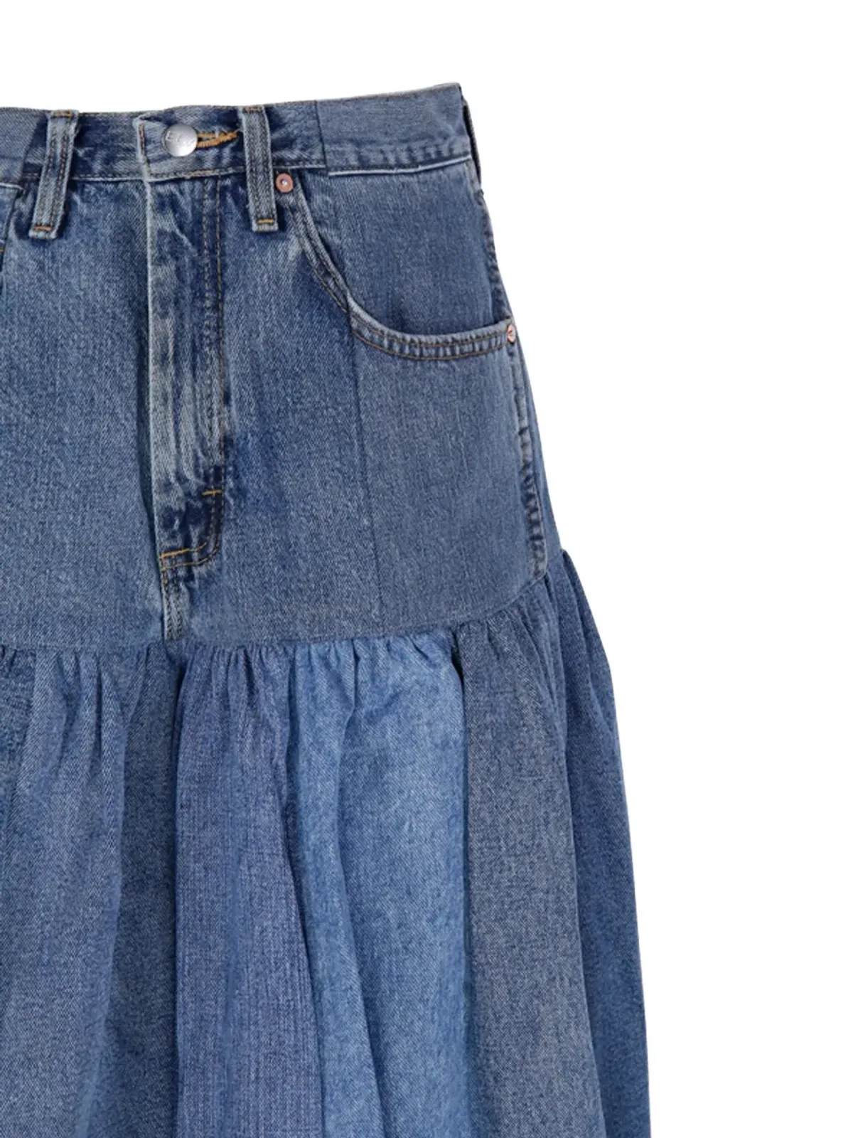 E.L.V DENIM Harvard ラッフル ミディ デニムスカート - 画像4