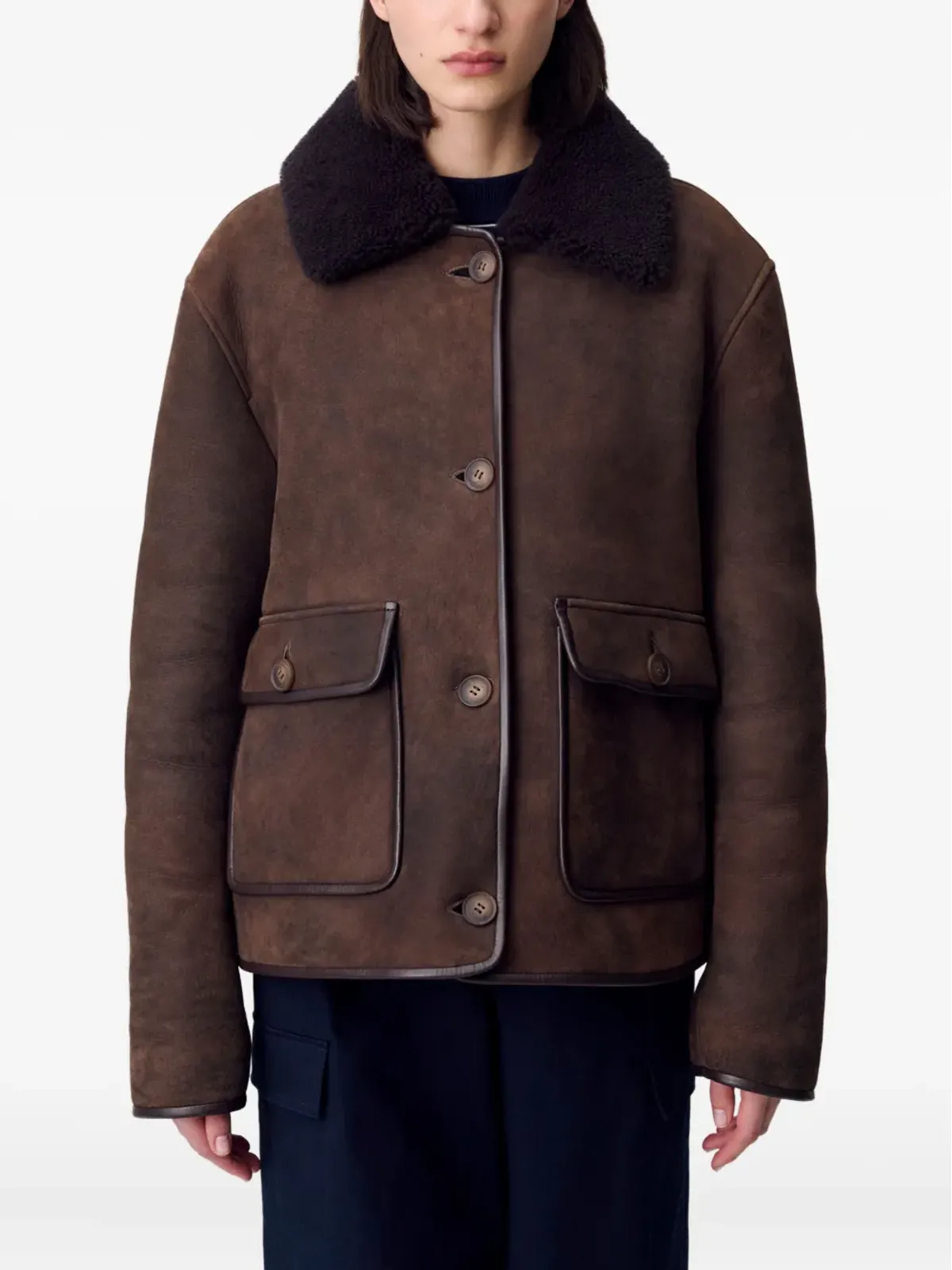 Claudie Pierlot シアリングカラーのスエードジャケット - 画像5