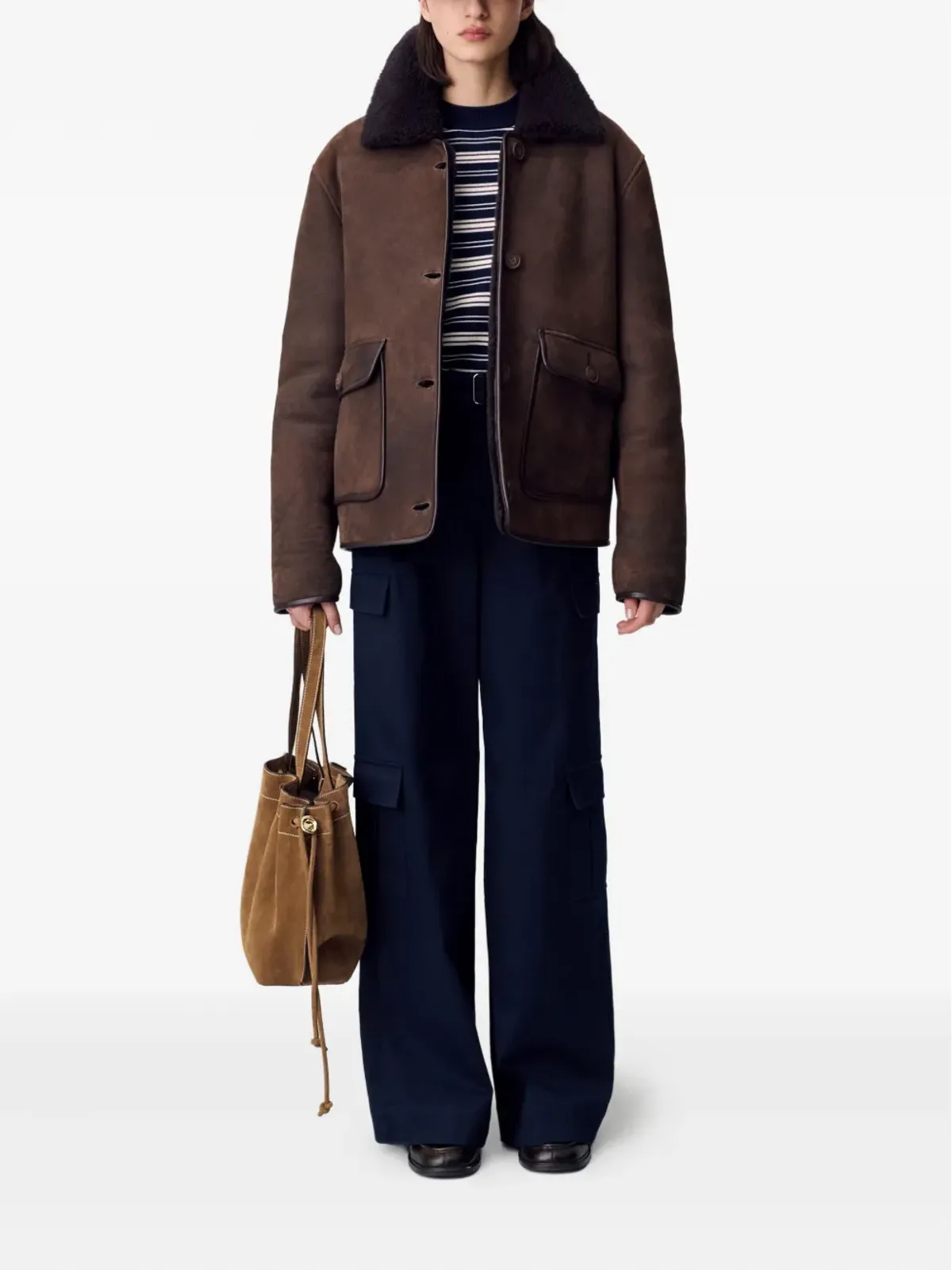 Claudie Pierlot シアリングカラーのスエードジャケット - 画像2