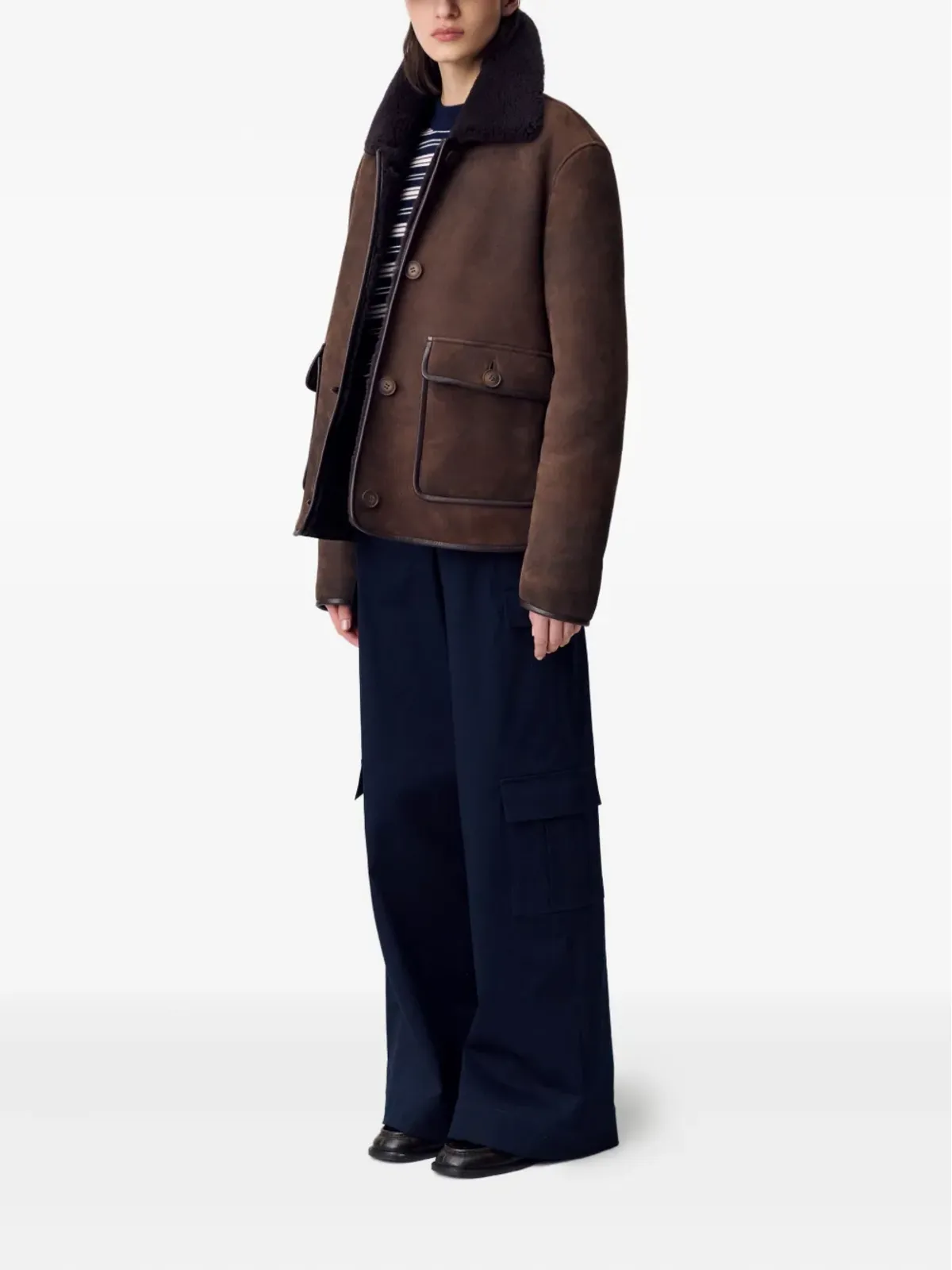 Claudie Pierlot シアリングカラーのスエードジャケット - 画像3