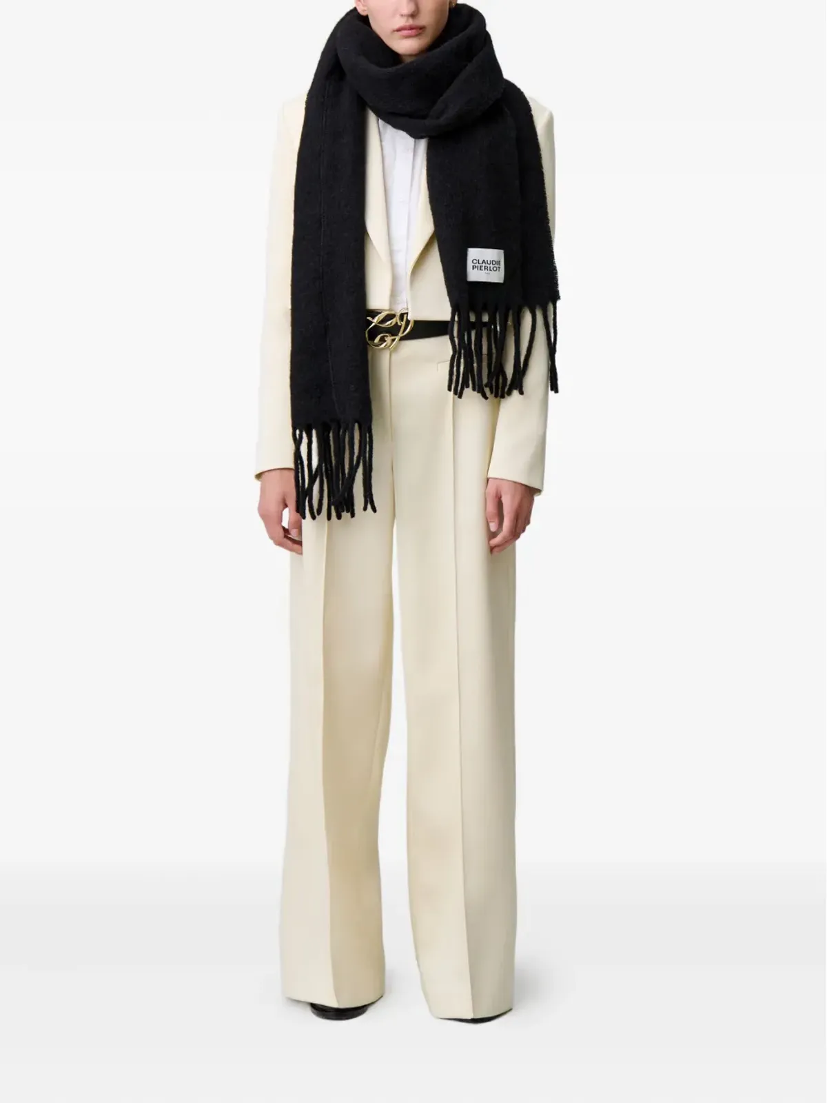 Claudie Pierlot フリンジスカーフ - ブラック - 画像3