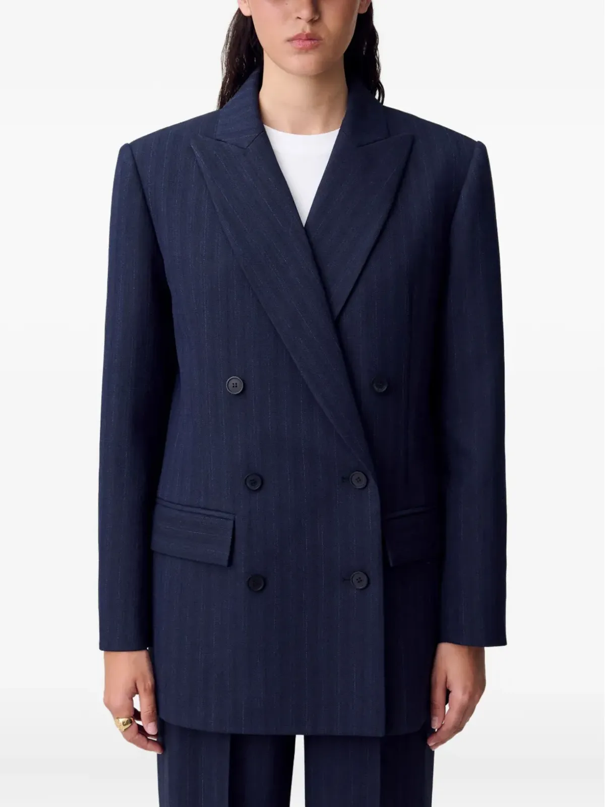 Claudie Pierlot ピンストライプ ダブルブレスト ブレザー - 画像5