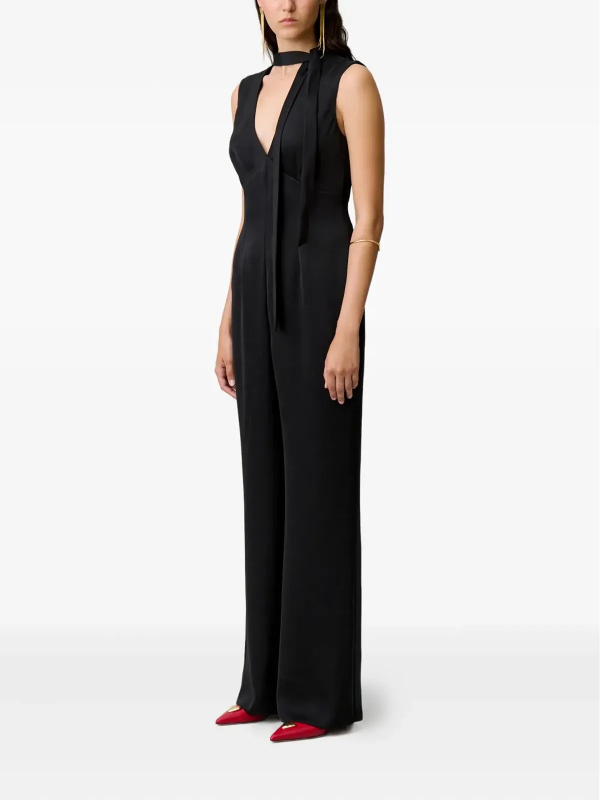 Claudie Pierlot ネックタイ付きノースリーブジャンプスーツ - 画像3