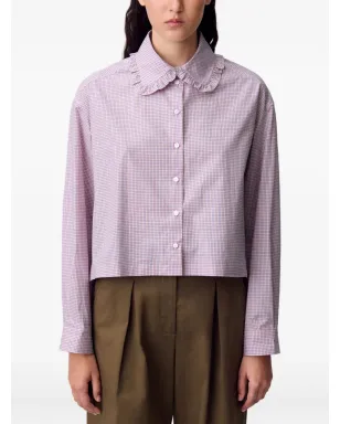 Claudie Pierlot チェック柄フリルカラーシャツ - サムネイル5