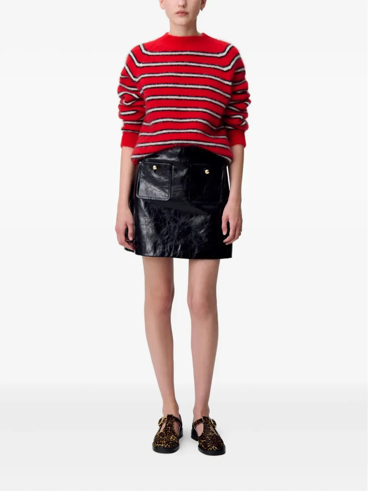 Claudie Pierlot ストライプ柄 クルーネックセーター レッド - 画像2