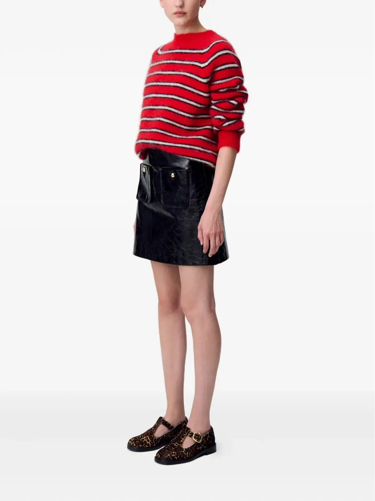 Claudie Pierlot ストライプ柄 クルーネックセーター レッド - 画像3