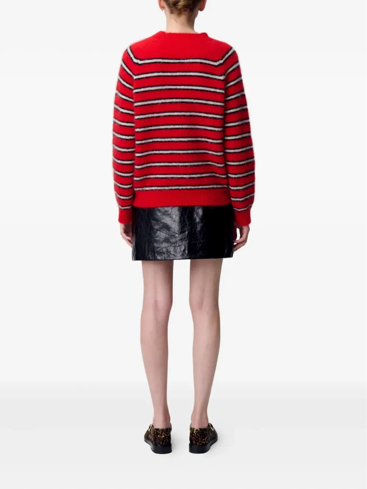 Claudie Pierlot ストライプ柄 クルーネックセーター レッド - 画像4