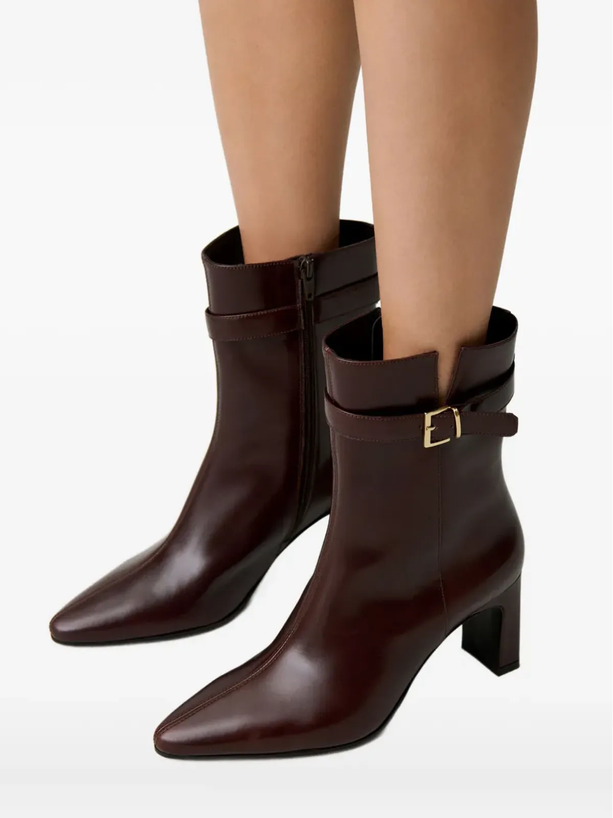 Claudie Pierlot バックルストラップ付き ポインテッドトゥ アンクルブーツ - 画像5