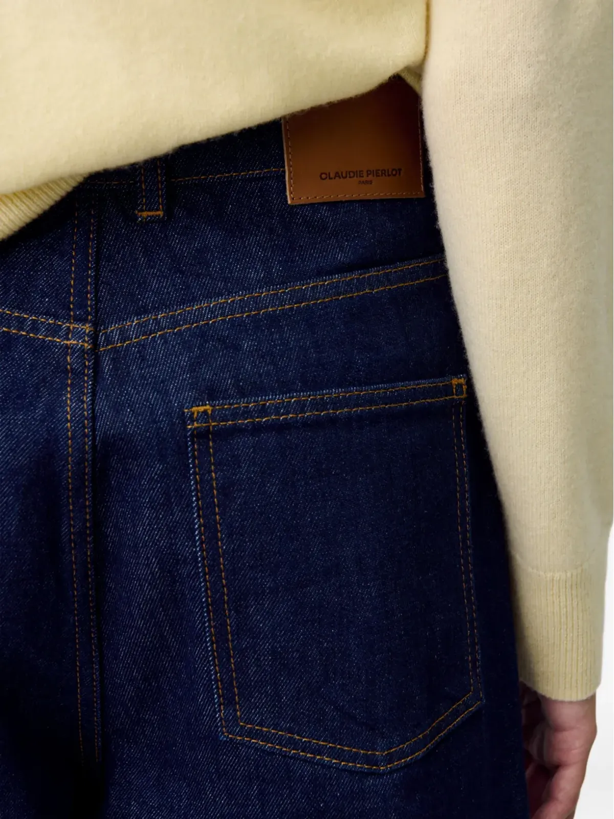 Claudie Pierlot ストレートレッグ レザーパッチ ジーンズ - 画像5