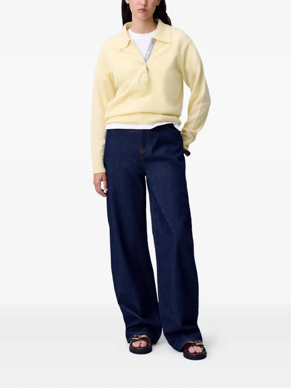 Claudie Pierlot ストレートレッグ レザーパッチ ジーンズ - 画像2