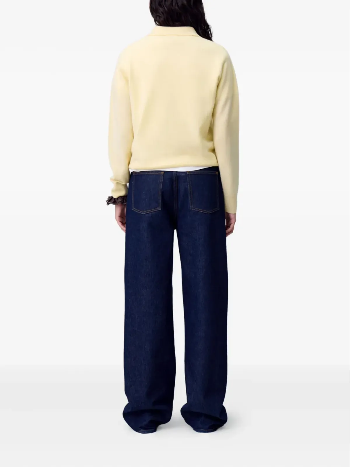 Claudie Pierlot ストレートレッグ レザーパッチ ジーンズ - 画像4