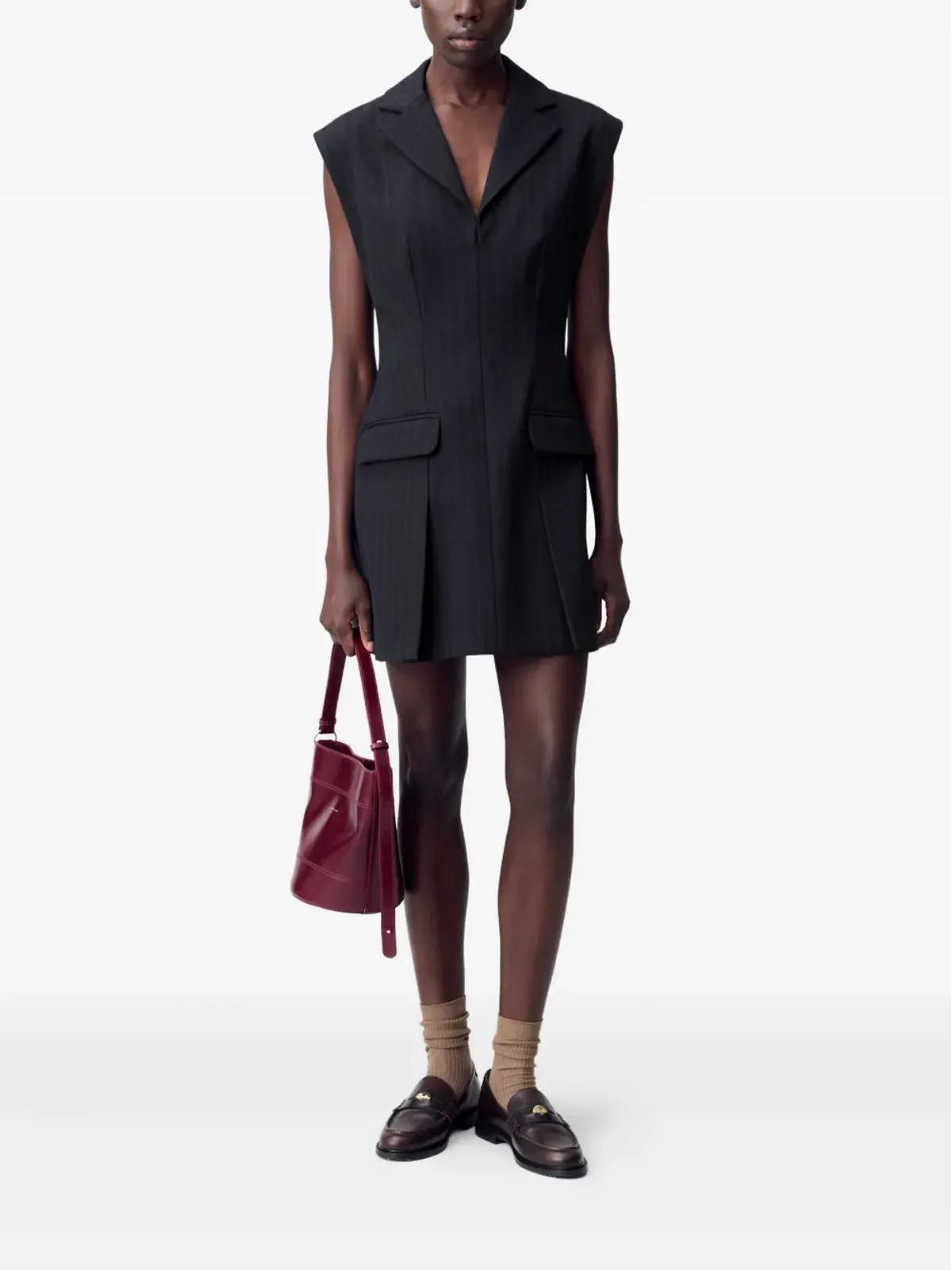 Claudie Pierlot ピンストライプ ノースリーブドレス - ブラック - 画像2