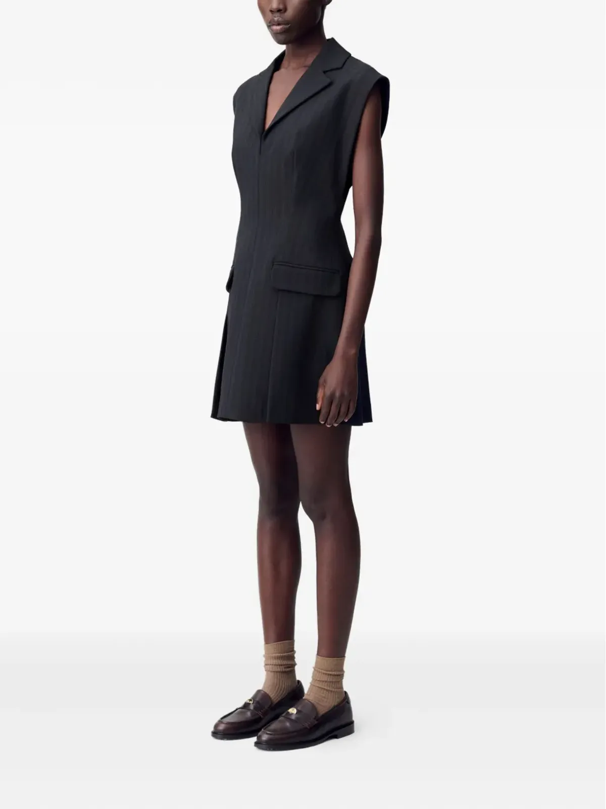 Claudie Pierlot ピンストライプ ノースリーブドレス - ブラック - 画像3