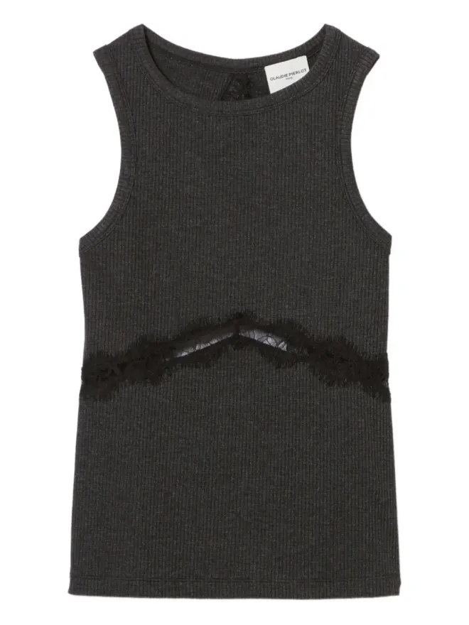 Claudie Pierlot Claudie Pierlot レースインサート付きリブニットトップスの商品画像