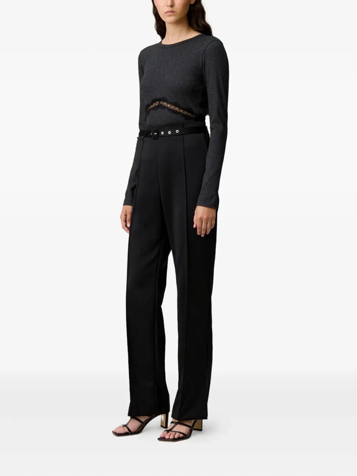 Claudie Pierlot ベルト付きサイドスリットパンツ - 画像3