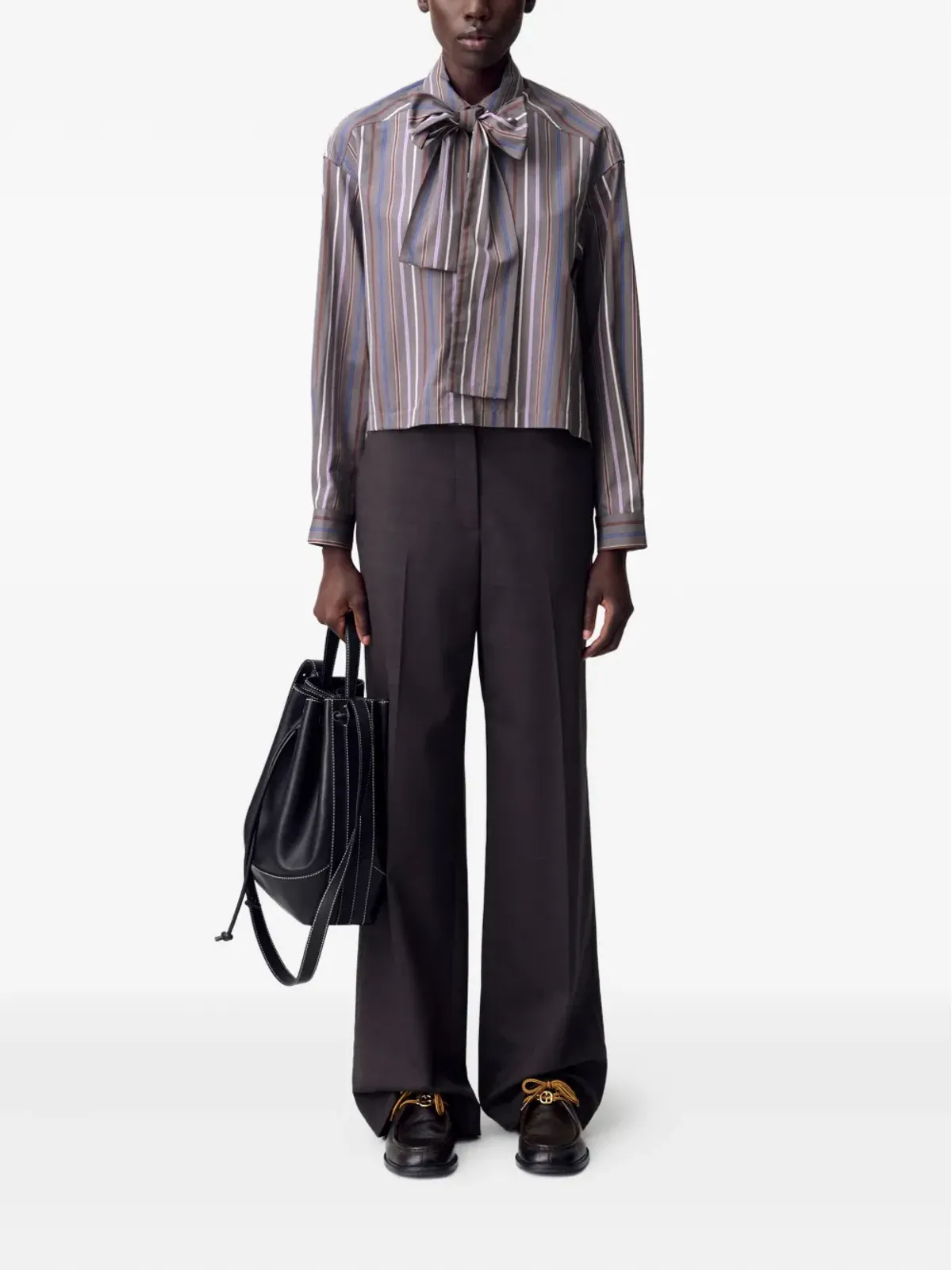 Claudie Pierlot ストライプ ボウタイシャツ - ブラウン - 画像2