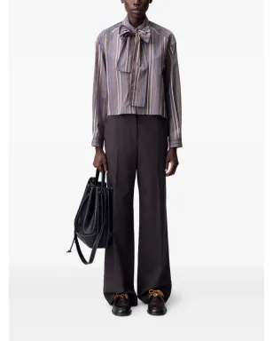 Claudie Pierlot ストライプ ボウタイシャツ - ブラウン - サムネイル2