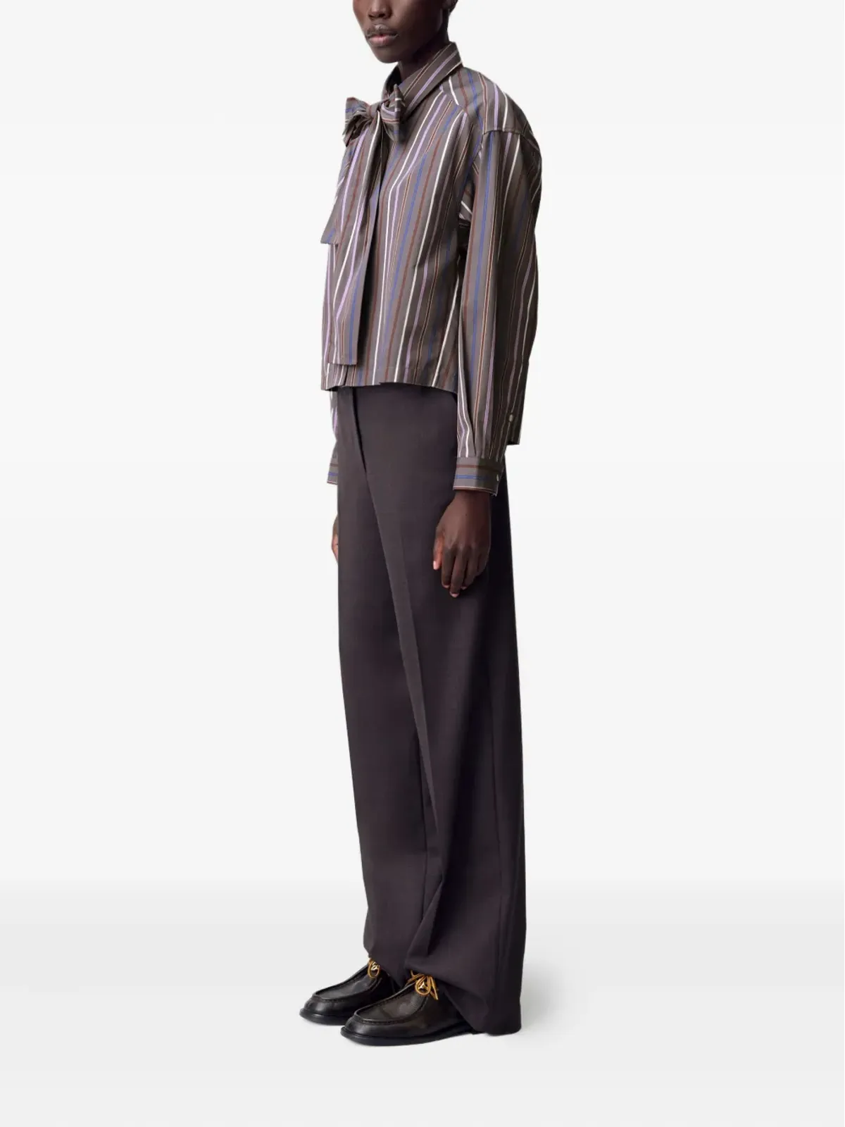 Claudie Pierlot ストライプ ボウタイシャツ - ブラウン - 画像3