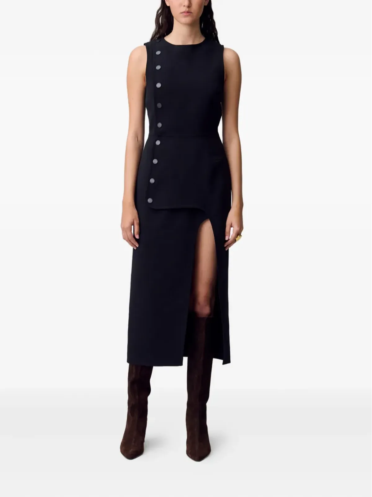 Claudie Pierlot ボタンディテール付きミディドレス - 画像2