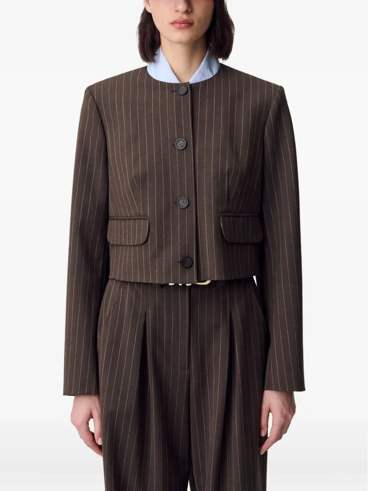 Claudie Pierlot ピンストライプ柄クロップドジャケット - 画像5