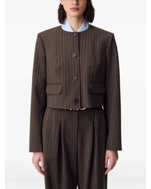 Claudie Pierlot ピンストライプ柄クロップドジャケット - サムネイル5